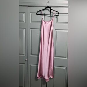 Elegant Pink Satin Slip Dress